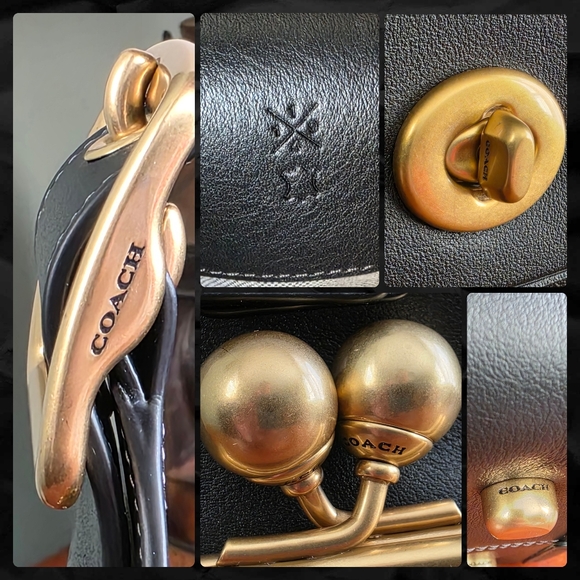 Coach CDZ12 Turnlock Haversack Black Leather Brass Shoulder Bag NWT - Picture 11 of 16